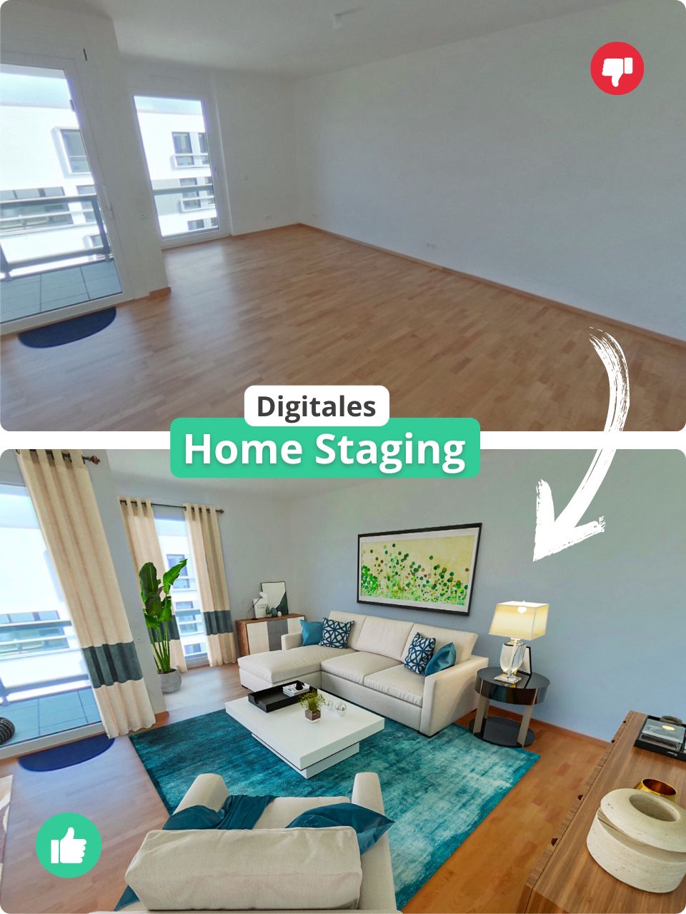 Digitales Home Staging hochformat Online Besichtigung erstellen Virtuelles-Staging-Service