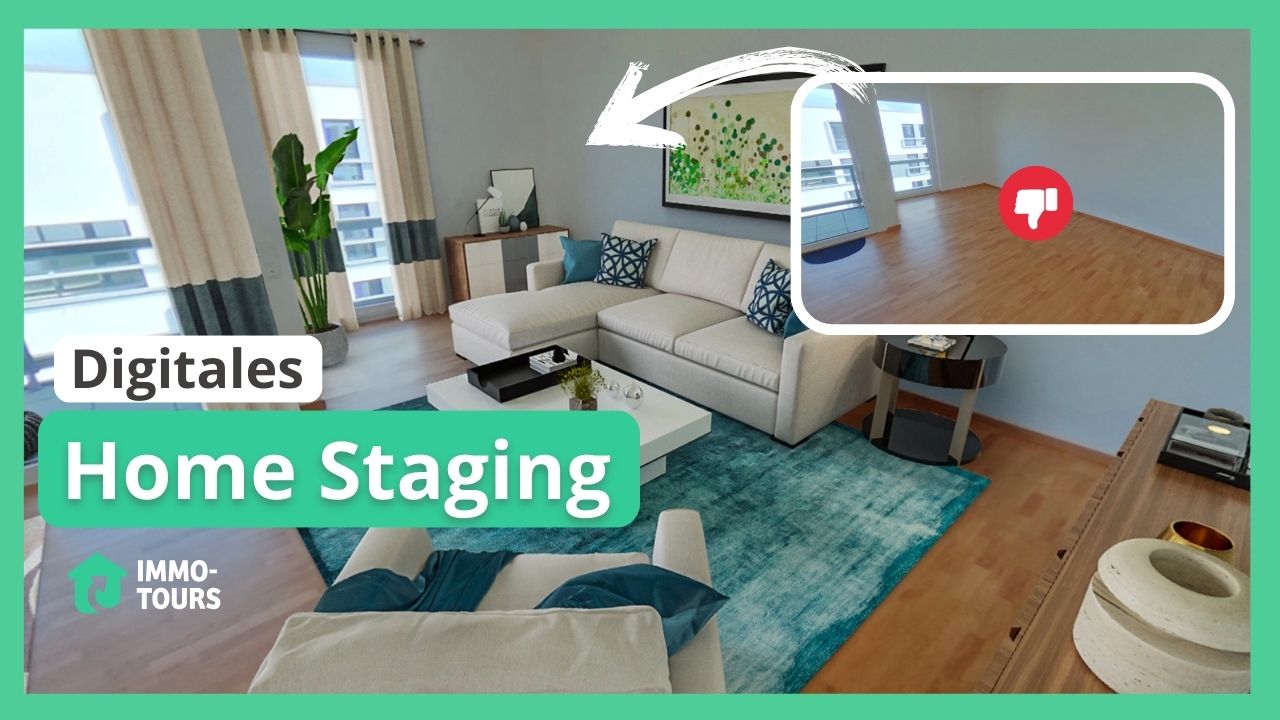 Digitales Home Staging von leer zu möbliert mit Immo-Tours